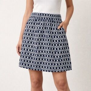 Ann Taylor Loft Black White Linen Blend Pocket Boho Pattern A-Line Skirt Size XS